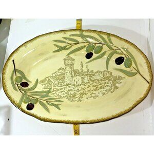 Celebration of First Press Vintage 18" Oval Olive Serving Platter by Clay Art